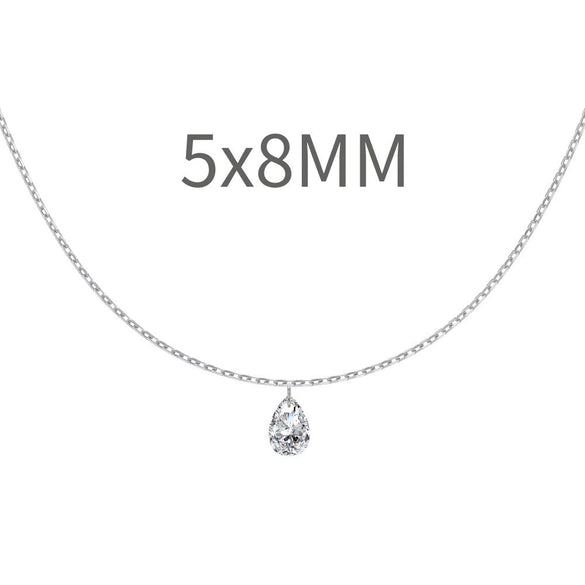 Wholesale Silver Necklace Light Luxury Minimalist Style Geometric Drop Shape Zircon Pendant Electroplated For Women