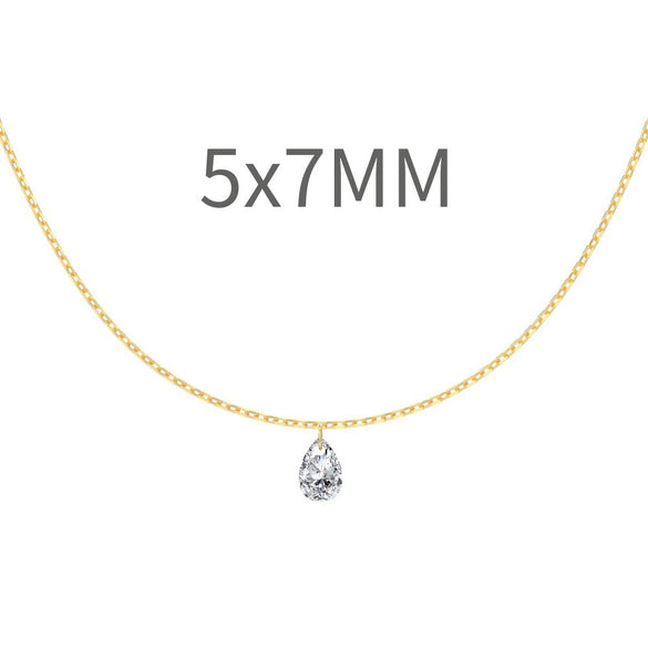 Wholesale Silver Necklace Light Luxury Minimalist Style Geometric Drop Shape Zircon Pendant Electroplated For Women