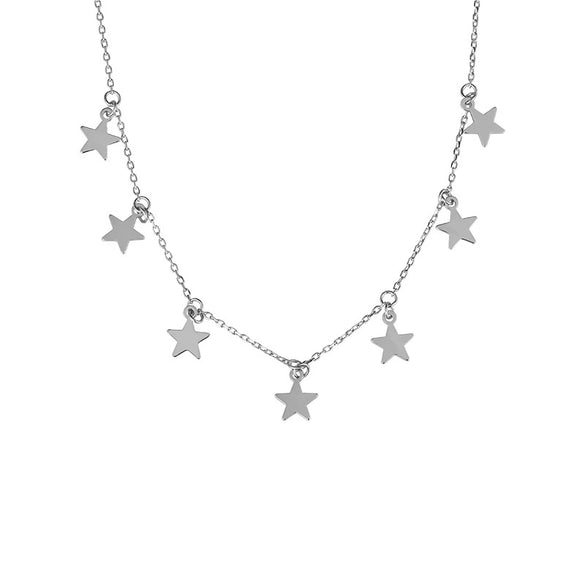 Wholesale Silver Necklace 925 Sterling Silver Women's Fashion Fivepointed Star Cross Chain Electroplated
