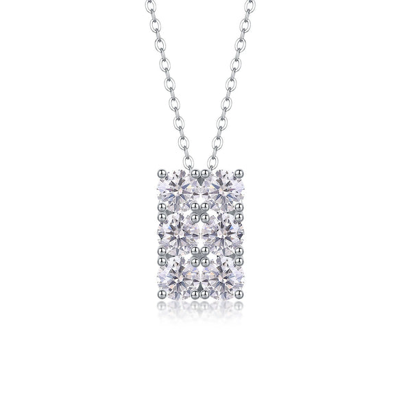 Wholesale 925 Silver Necklace With Geometric Moissanite Pendant And Cross Chain Set With Diamonds Fashion Style For Women