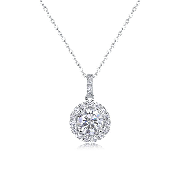 Wholesale 925 Silver Necklace With Geometric Moissanite Pendant And Cross Chain