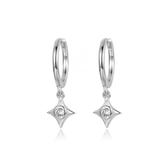 Wholesale Silver Needle And Copper Earrings With Colorful Zircon Geometric And Star Pattern Retro Style For Women