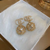 Wholesale Silver Needle Earrings With Real Gold Electroplated Metal Letter Pattern Light Luxury Style
