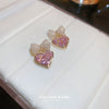 Wholesale Silver Needle Earrings With Real Gold Electroplated Metal Letter Pattern Light Luxury Style