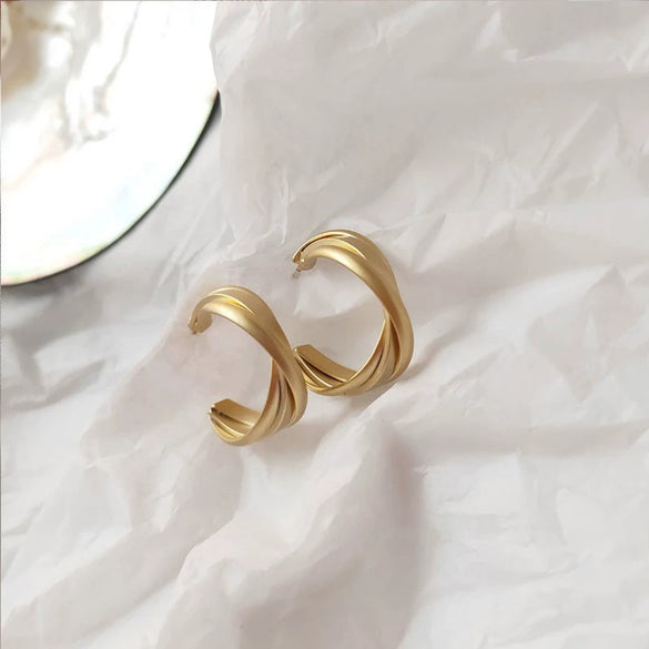 Wholesale Silver Needle Geometric Twist Diecast Metal Earrings For Women With Electroplating Treatment