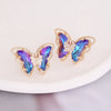 Wholesale 925 Silver Needle Gradient Butterfly Copper Micro Inlaid Earrings