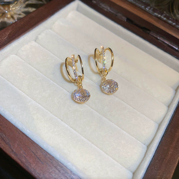 Wholesale Silver Needle Imitation Pearl Zircon Lace Earrings With Flower Design Light Luxury Women's Earrings