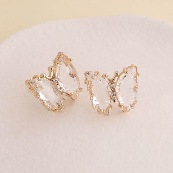Wholesale 925 Silver Needle Multi Color Butterfly Earrings Copper Material