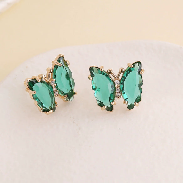 Wholesale 925 Silver Needle Multi Color Butterfly Earrings Copper Material