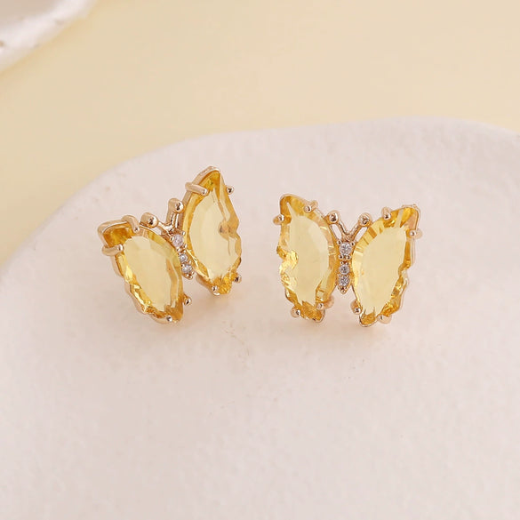 Wholesale 925 Silver Needle Multi Color Butterfly Earrings Copper Material