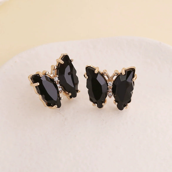 Wholesale 925 Silver Needle Multi Color Butterfly Earrings Copper Material