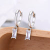 Wholesale 925 Silver Needle Rectangular Color Zircon Earrings With Geometric Design Simple Fashion Exquisite