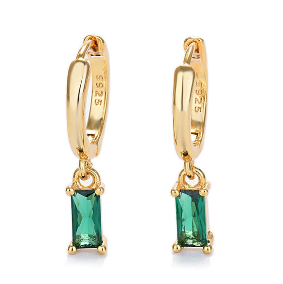 Wholesale 925 Silver Needle Rectangular Color Zircon Earrings With Geometric Design Simple Fashion Exquisite