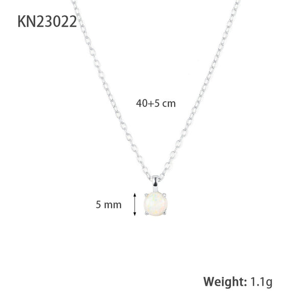 Wholesale 925 Silver Opal Fashion Necklace With Geometric Design And Electroplating Treatment For Women