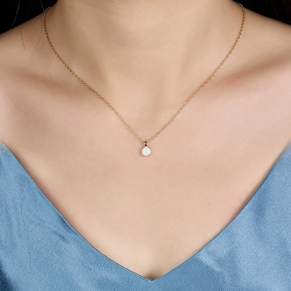 Wholesale 925 Silver Opal Fashion Necklace With Geometric Design And Electroplating Treatment For Women