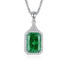 Wholesale Silver Pendant Necklace With Cross Chain Light Luxury Style Cultivation Emerald Gem High Carbon Diamond For Women