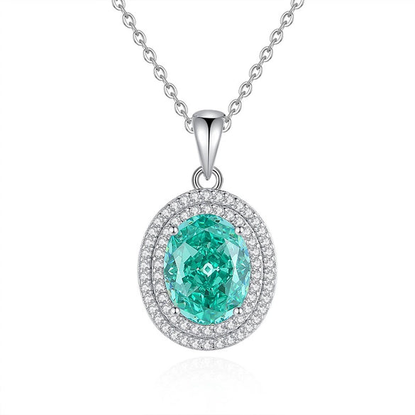 Wholesale Silver Pendant Necklace With Cross Chain Light Luxury Style Cultivation Emerald Gem High Carbon Diamond For Women