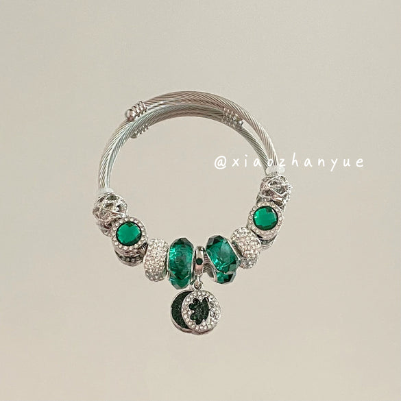 Wholesale Silver Plated Electroplated Clover And Ocean Heart Bracelet For Women Light Luxury Retro Style