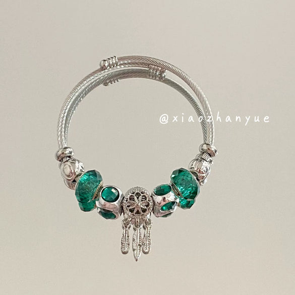 Wholesale Silver Plated Electroplated Clover And Ocean Heart Bracelet For Women Light Luxury Retro Style