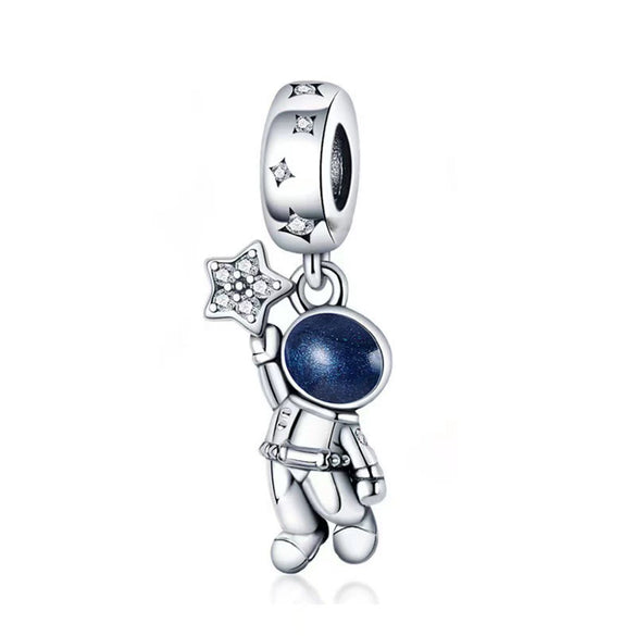Wholesale Silver Plated Electroplated Planet Beads Star Picking Pendant Bracelet Necklace For Women