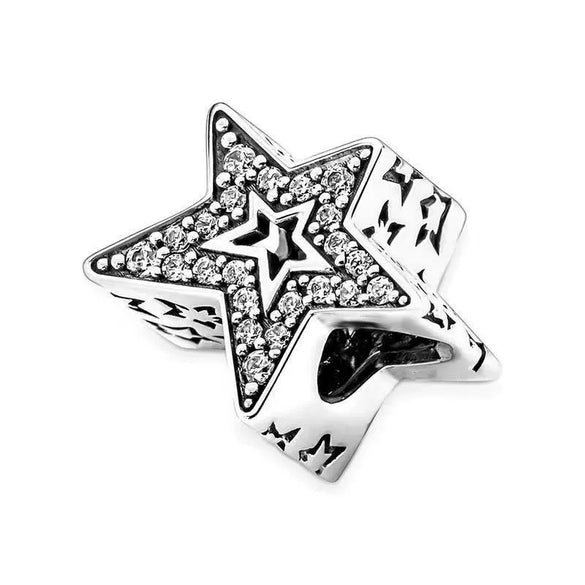 Wholesale Silver Plated Electroplated Planet Beads Star Picking Pendant Bracelet Necklace For Women