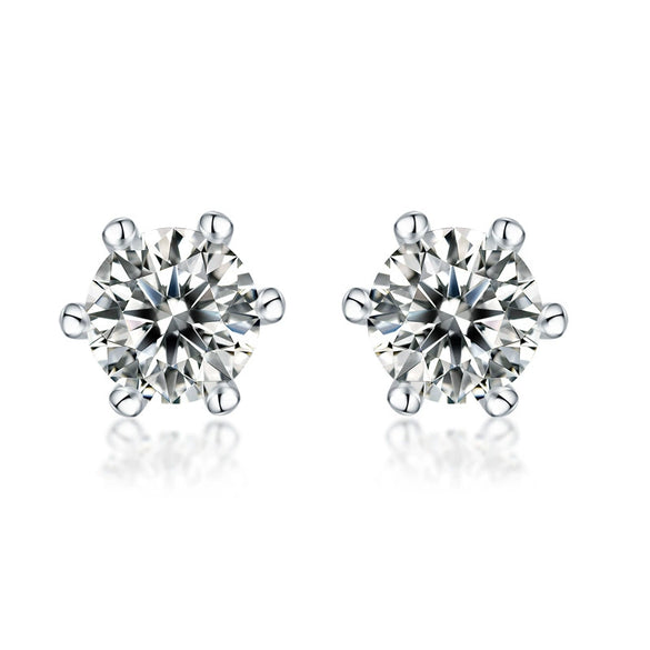 Wholesale Silver Plated Moissanite Inlaid Geometric Style Women's Earrings
