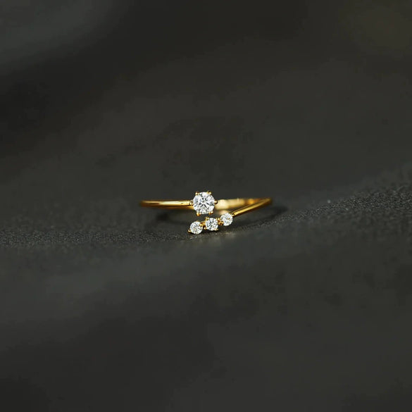 Wholesale Silver Ring Geometric Style 925 Sterling Silver Open Ring With Round Zircon Electroplated