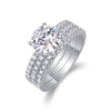 Wholesale 925 Silver Ring Set With Diamonds Geometric Style For Women