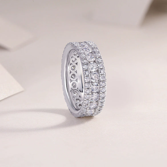 Wholesale Silver Ring Set With Diamonds Geometric Style Moissanite For Women