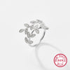 Wholesale 925 Silver Ring With Leaves And Diamond Open Style Electroplated For Women