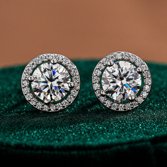 Wholesale 925 Silver Round Earrings For Women Elegant Simple Moissanite Jewelry