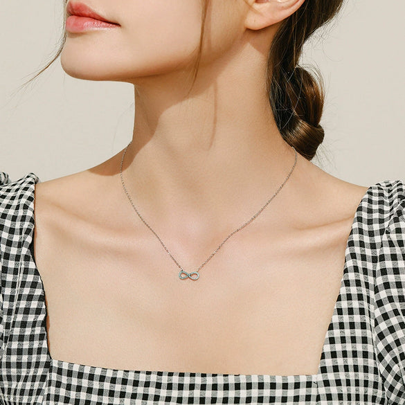 Wholesale 925 Silver Simple Wireless Symbol Pendant Necklace For Women