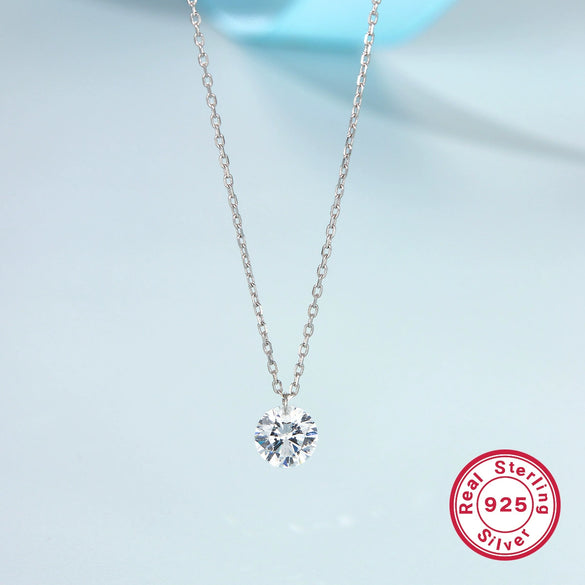 Wholesale 925 Silver Single Zirconium Lady Necklace With Geometric Design And Elegant Style