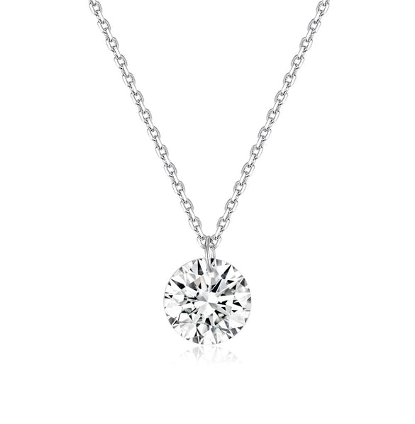 Wholesale 925 Silver Single Zirconium Lady Necklace With Geometric Design And Elegant Style