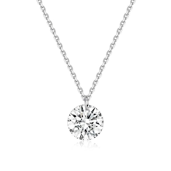 Wholesale 925 Silver Single Zirconium Lady Necklace With Geometric Design And Elegant Style