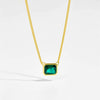 Wholesale 925 Silver Square Emerald Pendant Necklace With Electroplating Simple Fashionable And All Match Design For Women