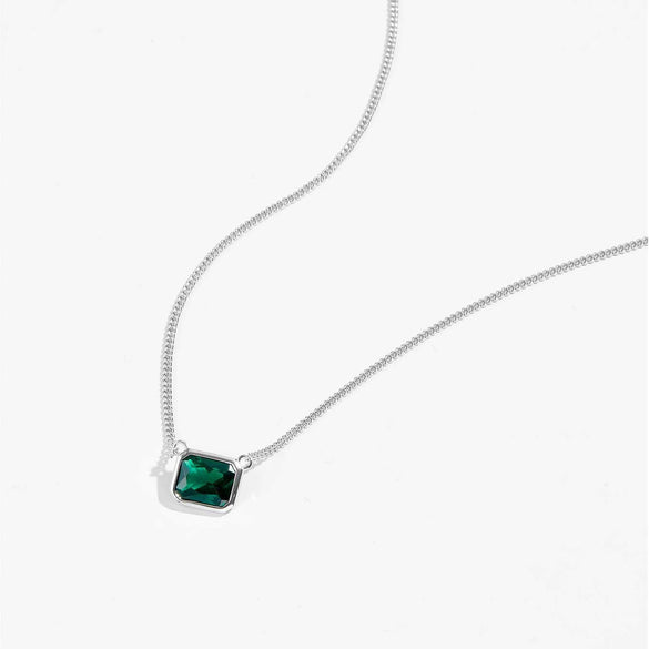 Wholesale 925 Silver Square Emerald Pendant Necklace With Electroplating Simple Fashionable And All Match Design For Women