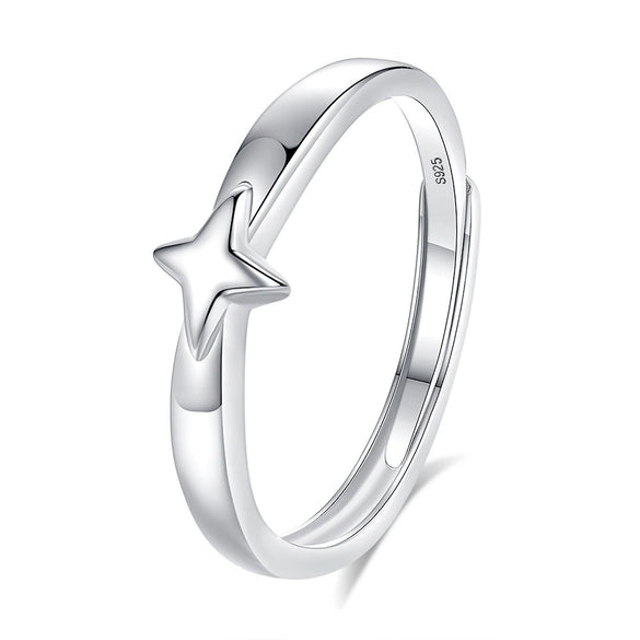 Wholesale 925 Silver Star Pattern Couple's Ring With Diamond Treatment