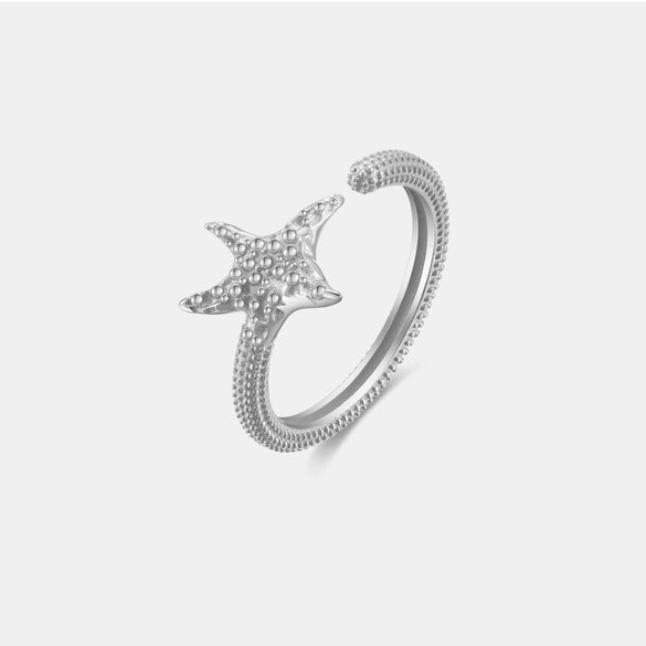 Wholesale Silver Starfish Ring Electroplated Platinum 18K Gold Adjustable Geometric Design For Women