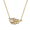 Wholesale Silver 925 Sterling Necklace With Natural Opal Stone 14K Gold Plated Feather And Diamondembedded Hollow Geometric Style Jewelry