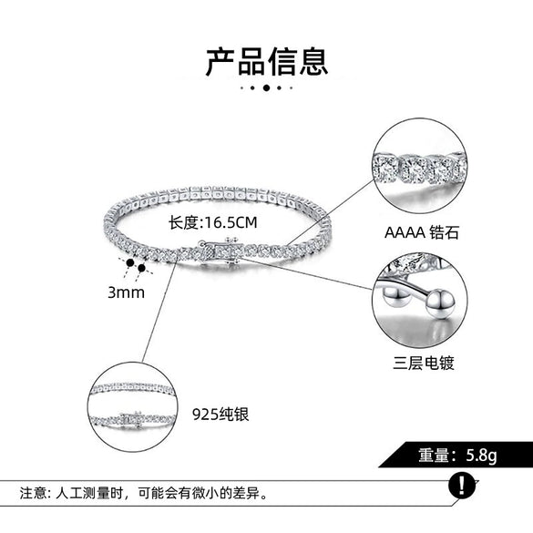 Wholesale Silver 925 Sterling Silver Women's Geometric Bracelet With Electroplating