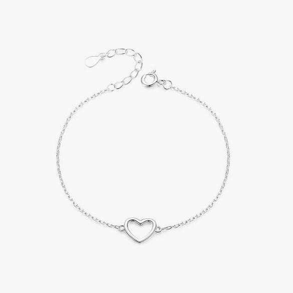 Wholesale 925 Silver Sweet Girl Heart Shaped Bracelet With Electroplating