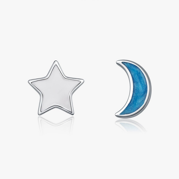 Wholesale 925 Silver Sweet Star Shape Asymmetric Enamel Drops Glaze Earrings For Women With Electroplating