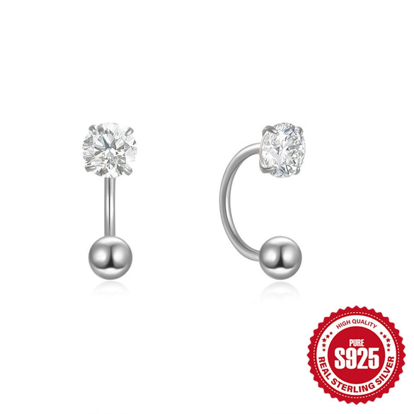 Wholesale 925 Silver U Shaped Zircon Embedded Hook Stud Earrings With Screw Twist Buckle Rhombus Shaped Geometric Style Electroplated For Female Piercing