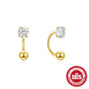 Wholesale 925 Silver U Shaped Zircon Embedded Hook Stud Earrings With Screw Twist Buckle Rhombus Shaped Geometric Style Electroplated For Female Piercing
