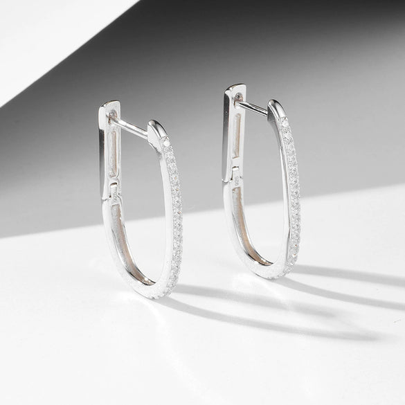 Wholesale Silver 925 Ushaped Diamond Earrings For Women Geometric Style