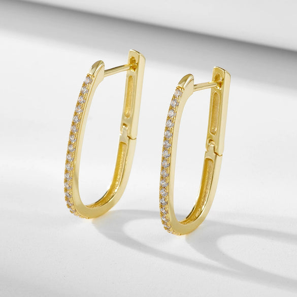Wholesale Silver 925 Ushaped Diamond Earrings For Women Geometric Style