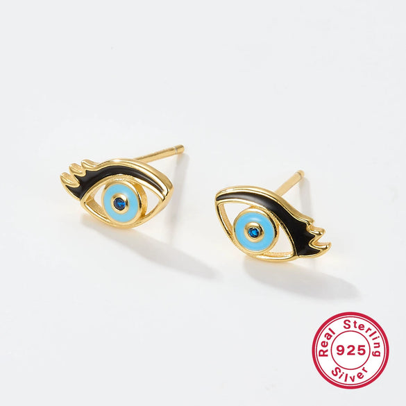Wholesale 925 Silver Women's Earrings With Devil's Eye Pattern And Electroplating Treatment