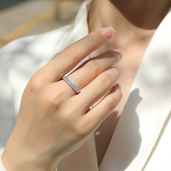 Wholesale 925 Silver Women's Fashion Geometric Moissanite Ring Set With Diamonds