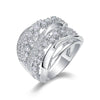 Wholesale 925 Silver Women's Fashion Geometric Ring Set With Diamonds